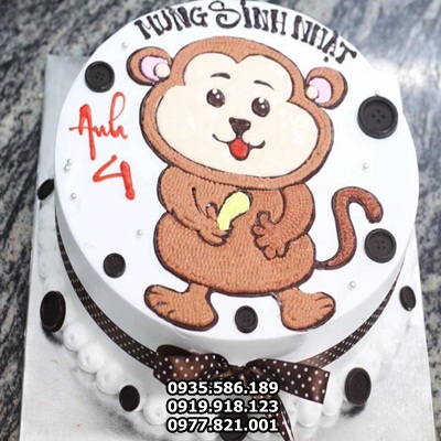 Bánh sinh nhật con khỉ đẹp dễ thương - Bánh kem tuổi Thân | VFO.VN